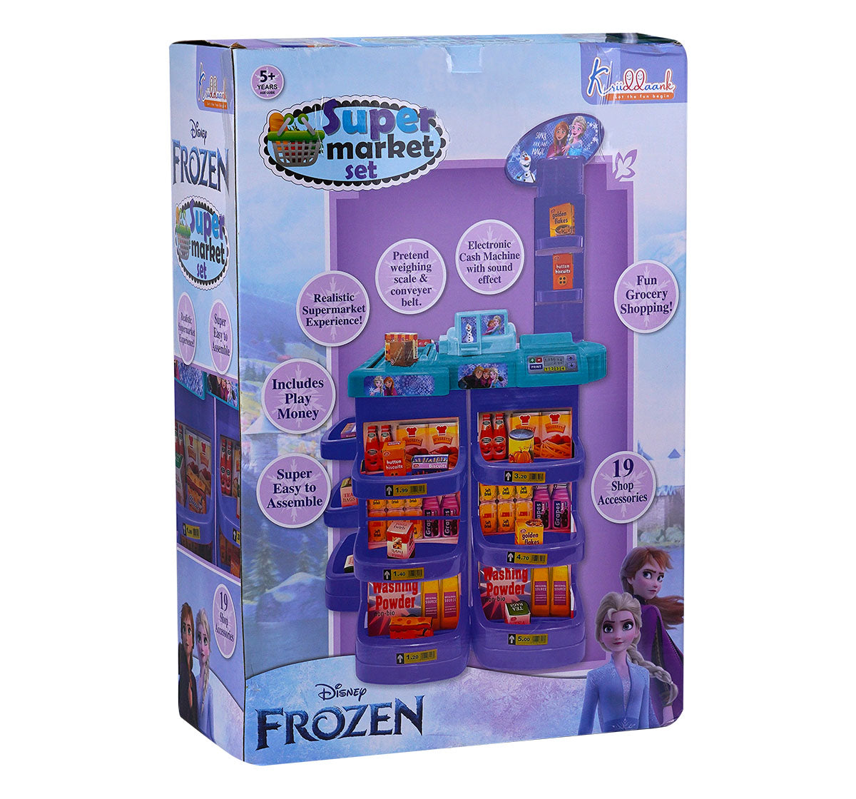 Kriiddaank SupermarketSet-FrozenThemeSMS-100520ByDisneyFrozen Supermarket PlaysetSupermarket Shopping Playset for KidsGrocery Store Play SetToy Cash Register with ScannerElsa & Anna Supermarket Toy Set