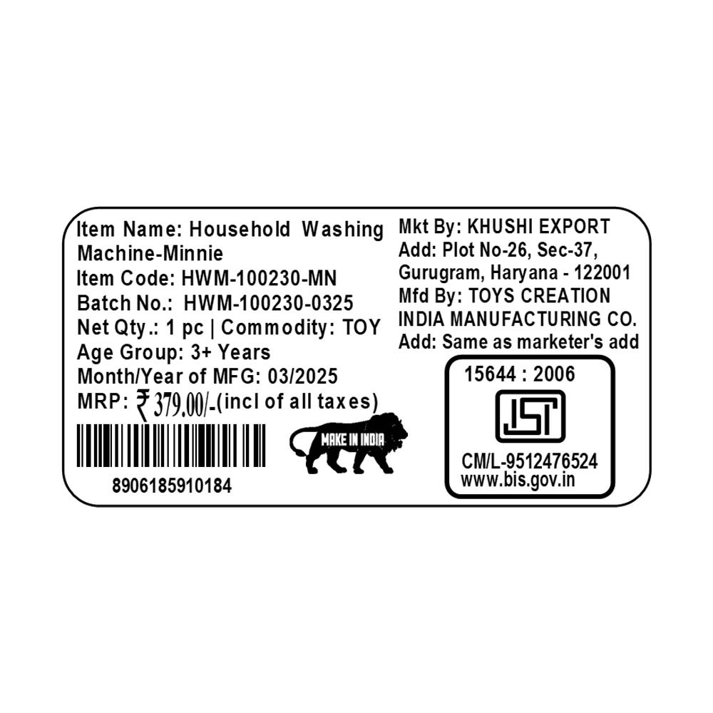 Kriiddaank WashingMachine-MinnieThemeHWM-100230ByDisneyMinnie Toy Washing MachineLight & Sound Washing Machine ToyPretend Play Home Appliance ToyLight & Sound Washing Machine ToyInteractive Home Appliance Toy for Toddlers