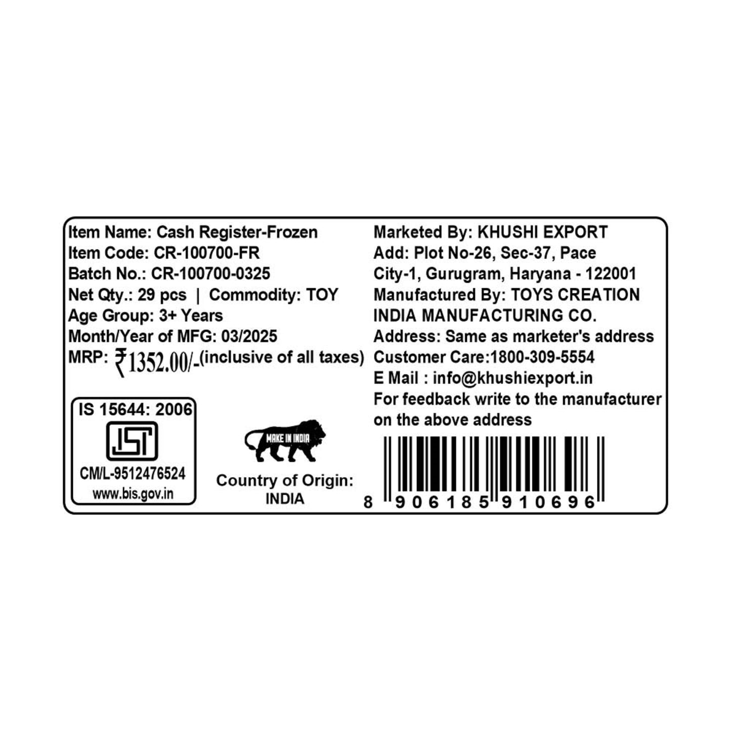 Kriiddaank CashRegister-FrozenThemeCR-100700ByDisneyElsa & Anna Role-Play Cash RegisterToy Cash Register with Frozen ThemeFrozen Themed Grocery Checkout SetInteractive Frozen Cash Register ToyFrozen Cashier Toy with Accessories