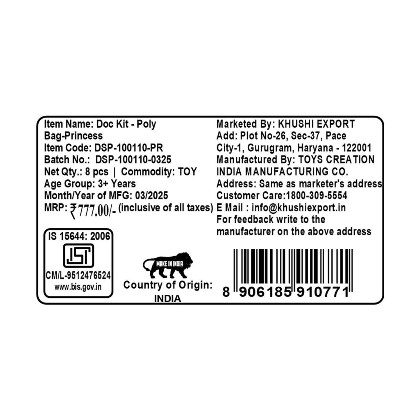 Kriiddaank DocKit-PolyBag-PrincessThemeDSP-100110ByDisneyPrincess Doctor Kit for Pretend PlayDisney Princess Doc KitPrincess Themed Doctor Kit for KidsPrincess Themed Medical Play KitMedical Playset for Kids