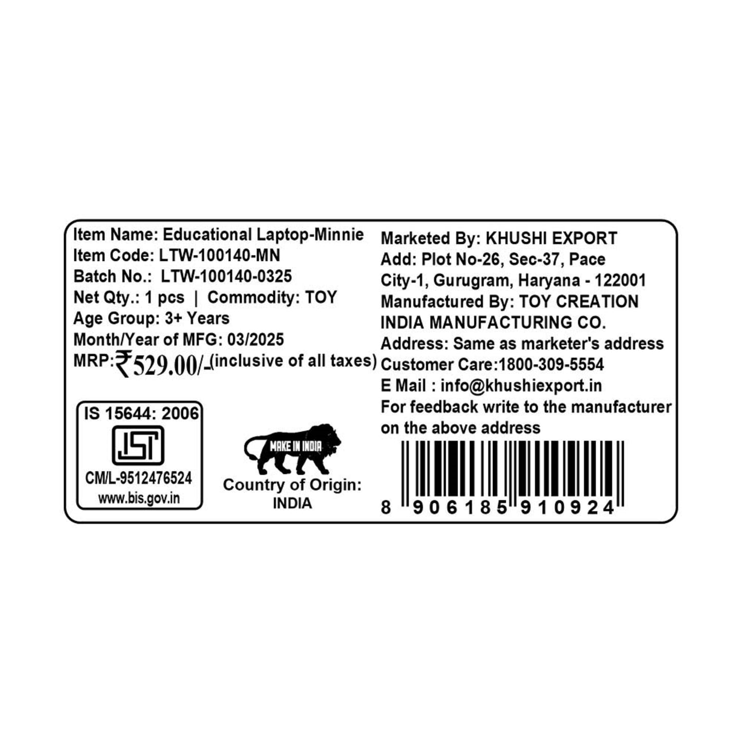 Kriiddaank Educational Laptop LTW MinnieDisney Minnie Mouse learning laptopDisney laptop for 3+ year-oldslaptop for fun learning gamesEducational play laptopMinnie Mouse interactive laptop for 3+ years