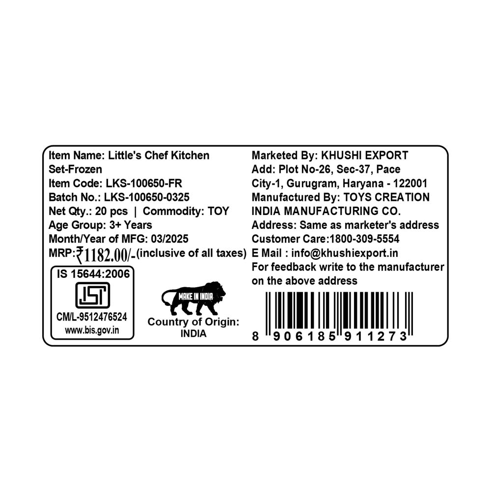 Kriiddaank Little'Chef Kitchen Set FrozenKitchen Play SetPretend Play Cooking SetBaking & Cooking PlaysetDisney Chef Set for KidsPlay Kitchen for Toddlers