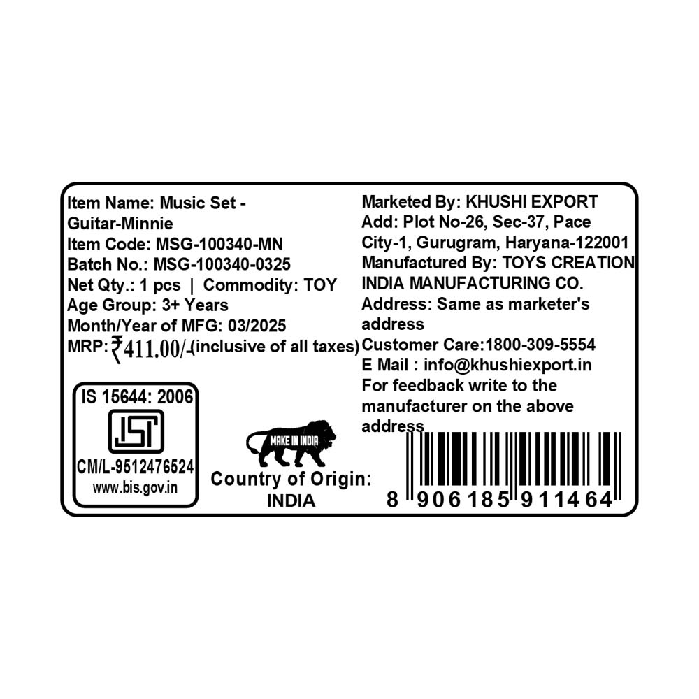 Kriiddaank Music Set -Guitar MinnieMini guitar playset for toddlersMusical instrument set with guitarFun guitar toy set for kidsKids' music set with guitarToy guitar music set for children