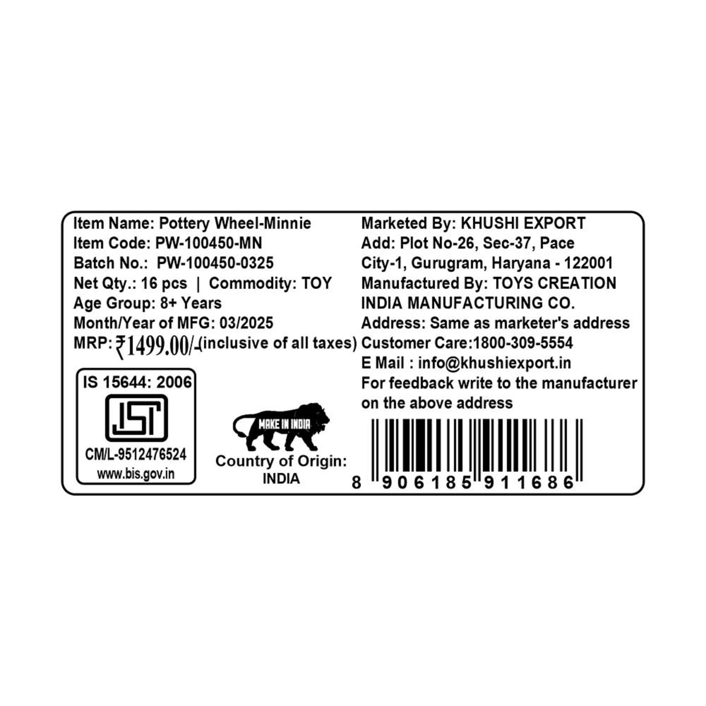 Kriiddaank Pottery Wheel Minnie 8Y+Creative arts and crafts pottery kitHands-on clay modeling wheel for young artistsArts and crafts clay modeling kit for childrenPottery set for beginners with easy-to-use toolsAir-dry clay pottery set for kids