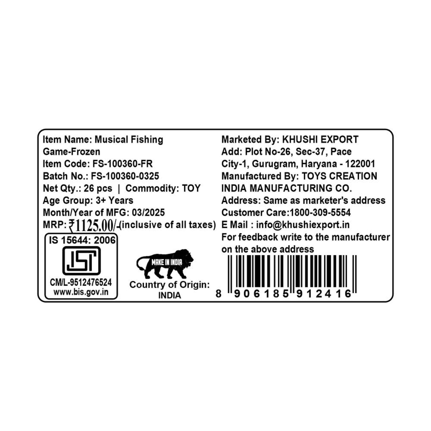 Kriiddaank MusicalFishingGame-FrozenThemeFS-100360ByDisneyFrozen ThemeInteractive ToyKids Fishing GameBattery Operated Fishing GameFun Learning Toy