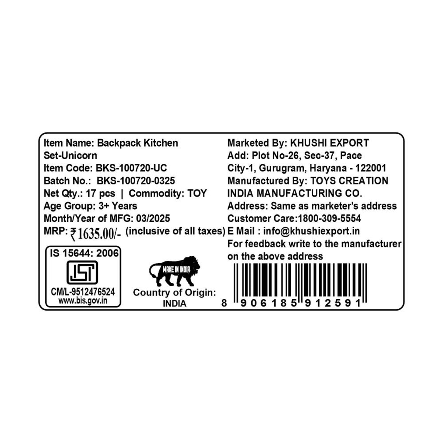 Kriiddaank BackpackKitchenSet-UnicornThemeKriiddaank Kitchen PlaysetPortable Kitchen PlaysetCooking Playset for KidsUnicorn-Themed Kitchen PlaysetKitchen Toy with Realistic Utensils