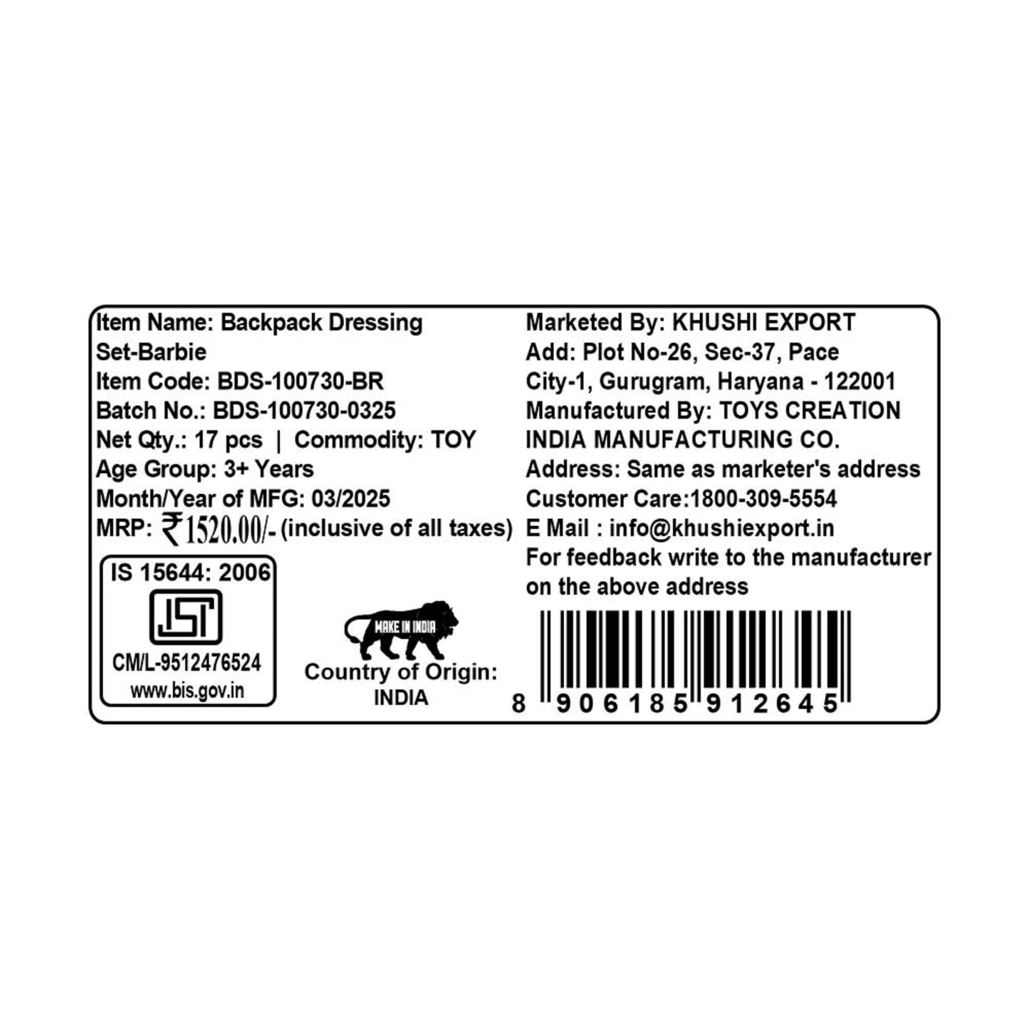 Kriiddaank BackpackDressingSet-BarbieThemeByMattelBarbie Beauty Kit for KidsBackpack Beauty Kit for GirlsFashion Doll Beauty Kit for KidsGlam Barbie Beauty KitDoll-Inspired Makeup & Dressing Set