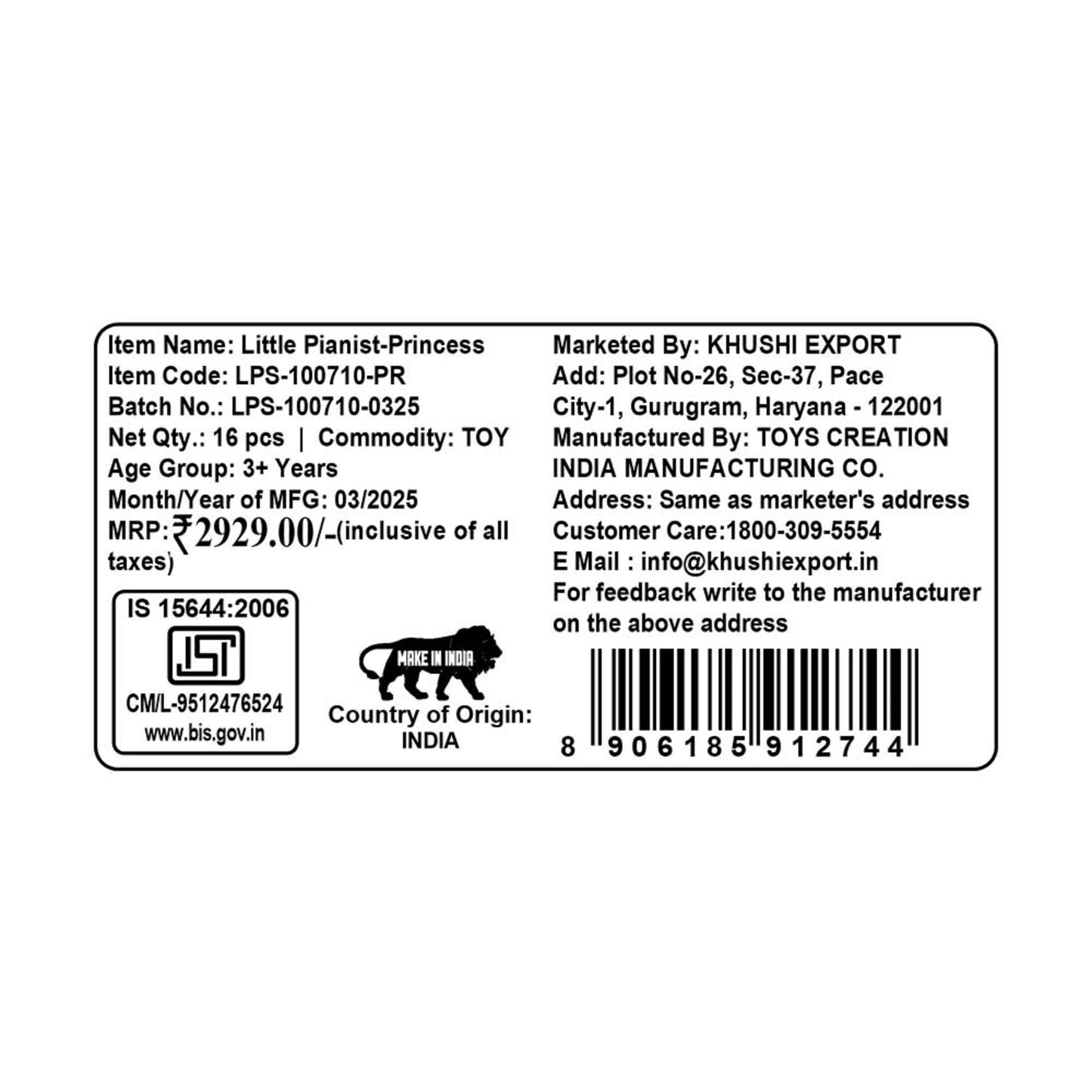 Kriiddaank Little Pianist PrincessLittle Pianist piano for musical explorationKids’ Little Pianist musical toyPiano with Light & SoundPrincess Piano KeyboardInteractive piano toy