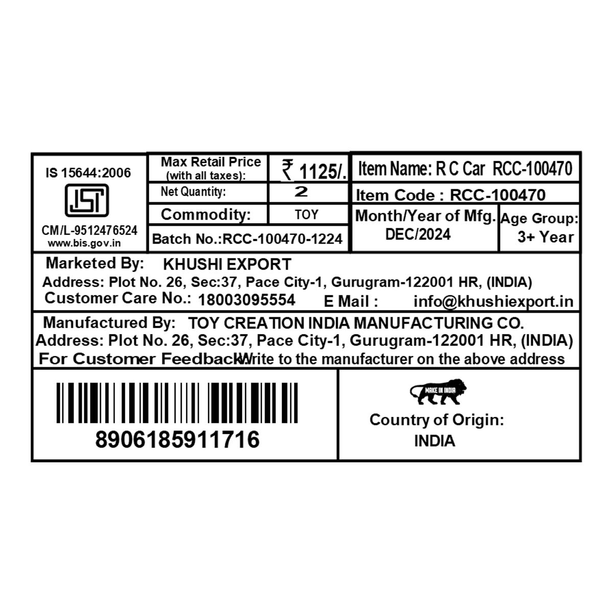 Kriiddaank RCCarRCC-100470RC Racing Car for KidsCool Remote Control Car with LED LightsHigh-Speed Remote Control CarBest RC Car for Kids & AdultsElectric RC Car with Turbo Speed