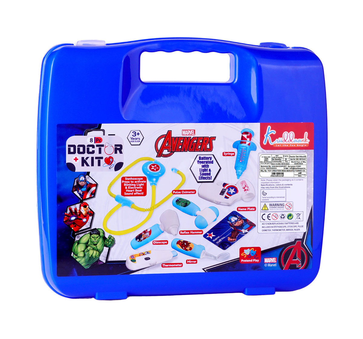Kriiddaank DocSetAttache-AvengersThemeDSC-100120ByMarvelAvengers Role-Play Medical KitDoctor Kit with StethoscopePortable Avengers Doc Set for KidsDoctor Kit with Medical AccessoriesAvengers Play Doctor Kit in Attache Case