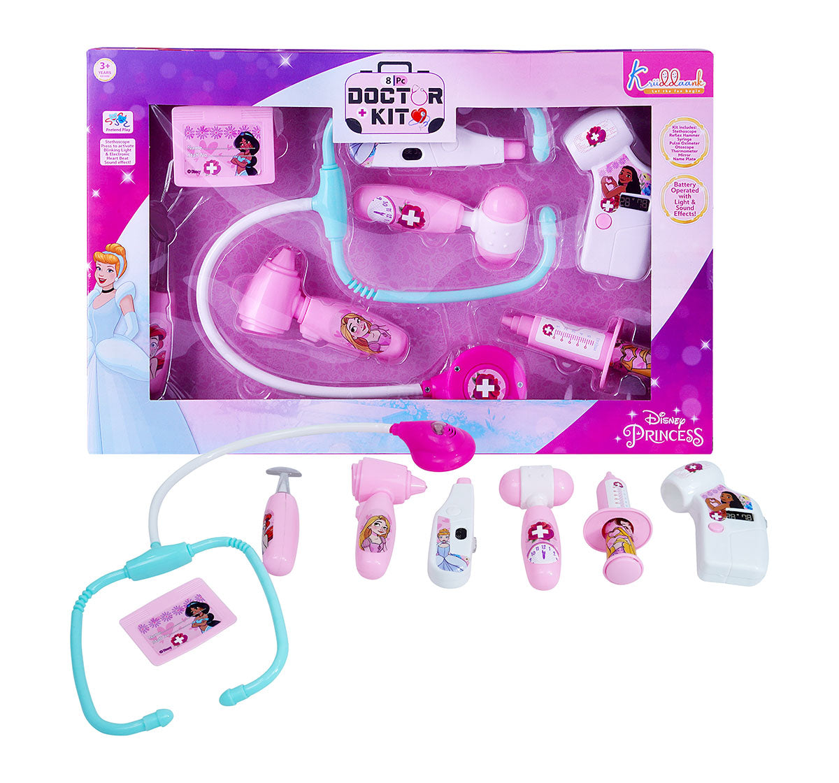 Kriiddaank DoctorKit-PrincessThemeDSW-100130ByDisneyPortable Princess Doc Kit for KidsPrincess Doctor Kit with Royal CharactersPrincess Learning Doctor SetPrincess Medical Kit with Stethoscope & ToolsPrincess Doctor Kit with Realistic Tools