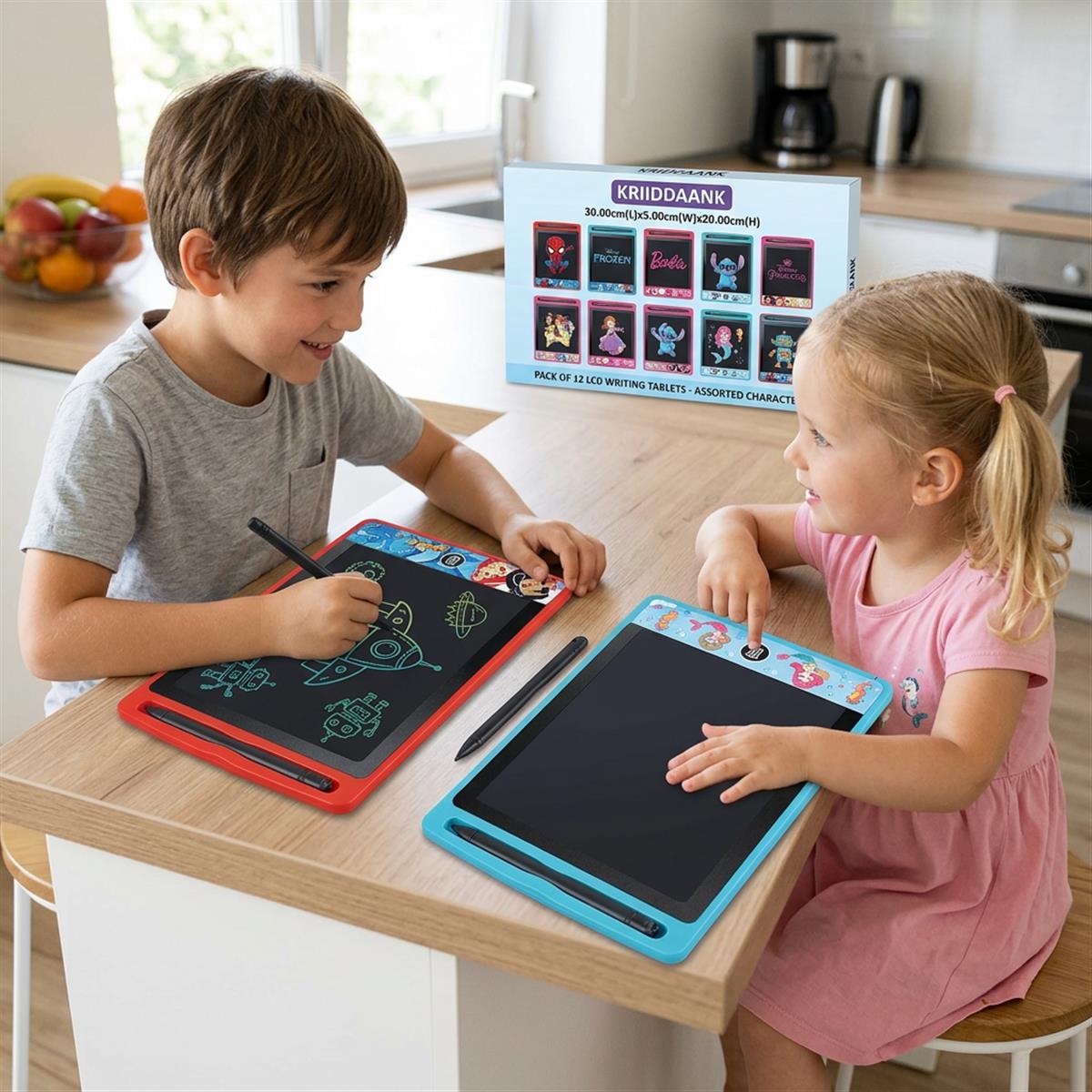 KRIIDDAANK Pack of 12 LCD Writing Tablet Doodle Board for Kids - 8.5 Inch Colorful Electronic Drawing Pad, Educational Learning Toy, Reusable Portable Travel Pad, Return Gifts for Boys & Girls