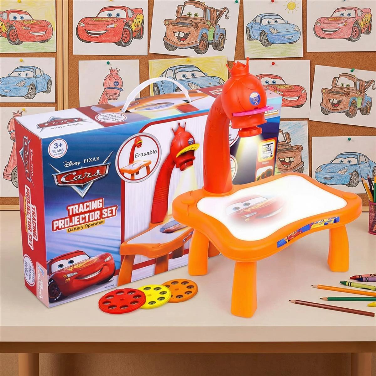 Kriiddaank Pixar Cars Tracing Projector Set for Kids - Trace & Draw Art Activity Set with 24 Patterns, Adjustable Focus & 3 Slides - Educational Sketching Toy & Creative Gift for Boys & Girls 3+