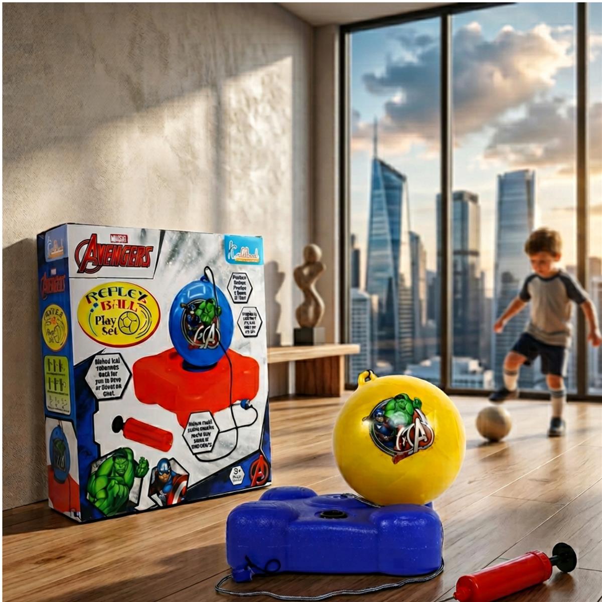 Marvel Avengers Reflex Soccer Ball - Solo Training Kit for Kids | Indoor & Outdoor Football Practice Set | Adjustable Recoil Action Rebounder | Portable Soccer Skills Trainer for Boys & Girls 3+