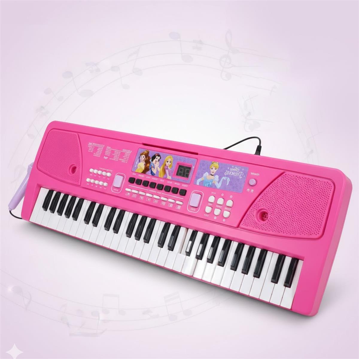 Disney Princess Keyboard Piano for Kids - 37 Keys Portable Musical Toy with Microphone, 16 Instrument Sounds & 10 Rhythms - Educational Learning Gift for Girls Toddlers 3+ Years (Pink)