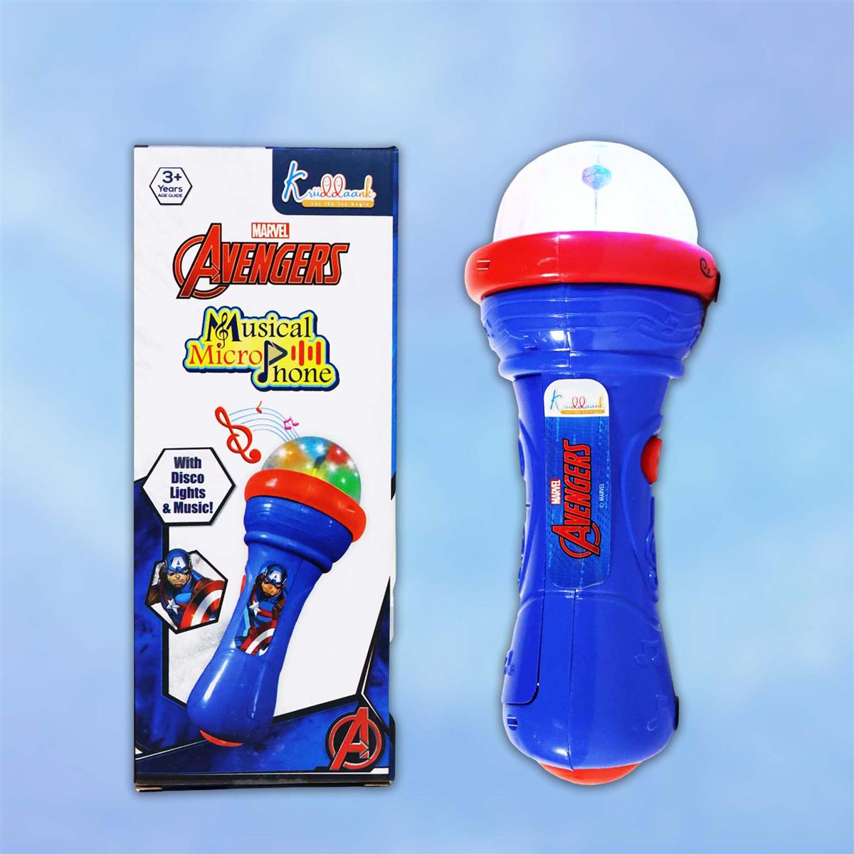 Kriiddaank Marvel Avengers Musical Microphone for Kids - Karaoke Toy with Disco Projection Lights, Music & Sound Effects - Battery Operated Superhero Toy for Boys and Girls Ages 3+