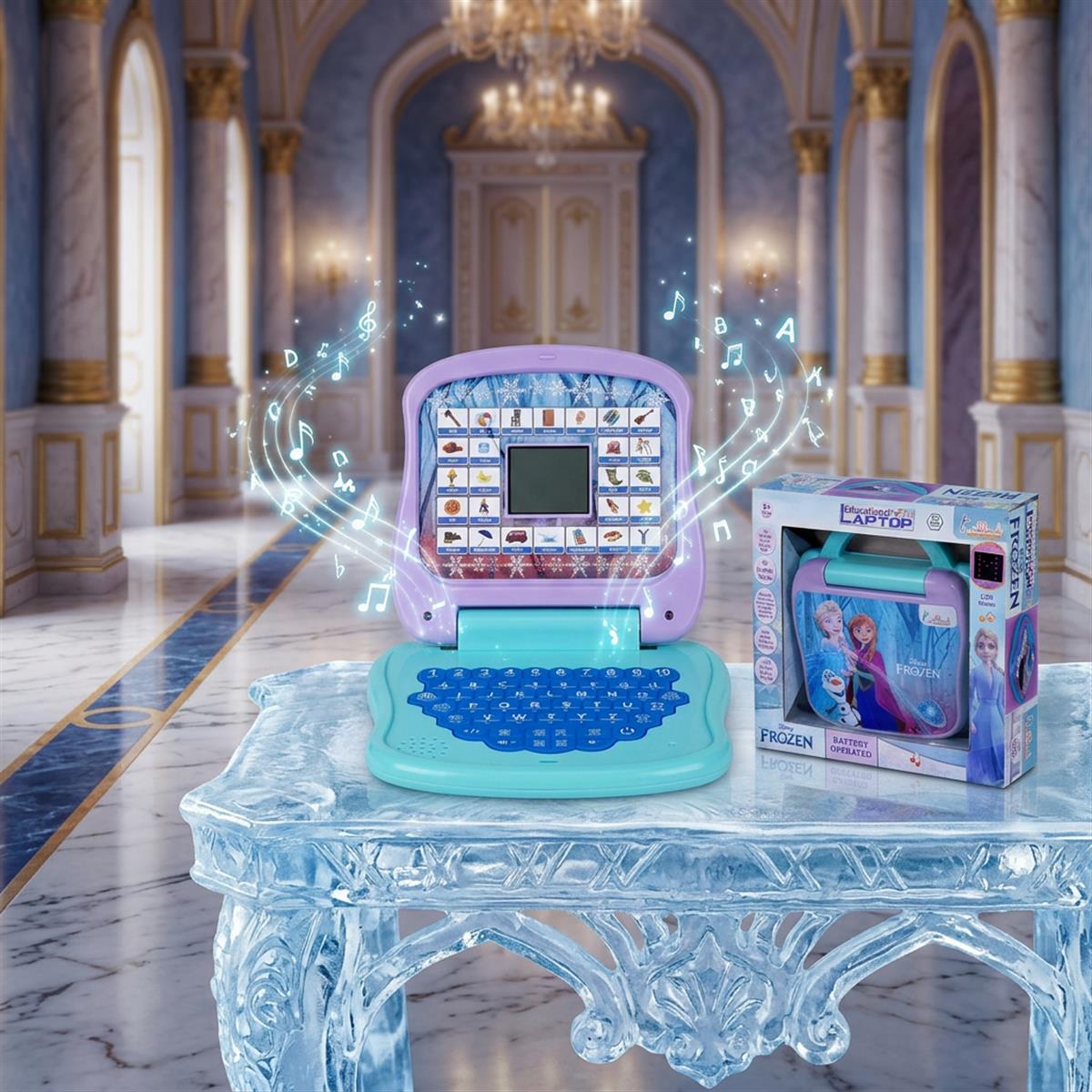 Frozen Theme Educational Laptop for Kids - Interactive Learning Computer with Screen, Sounds & Music for Alphabet, Numbers & Word Learning - Safe Non-Toxic Pre-School Toy for 3+ Year Olds