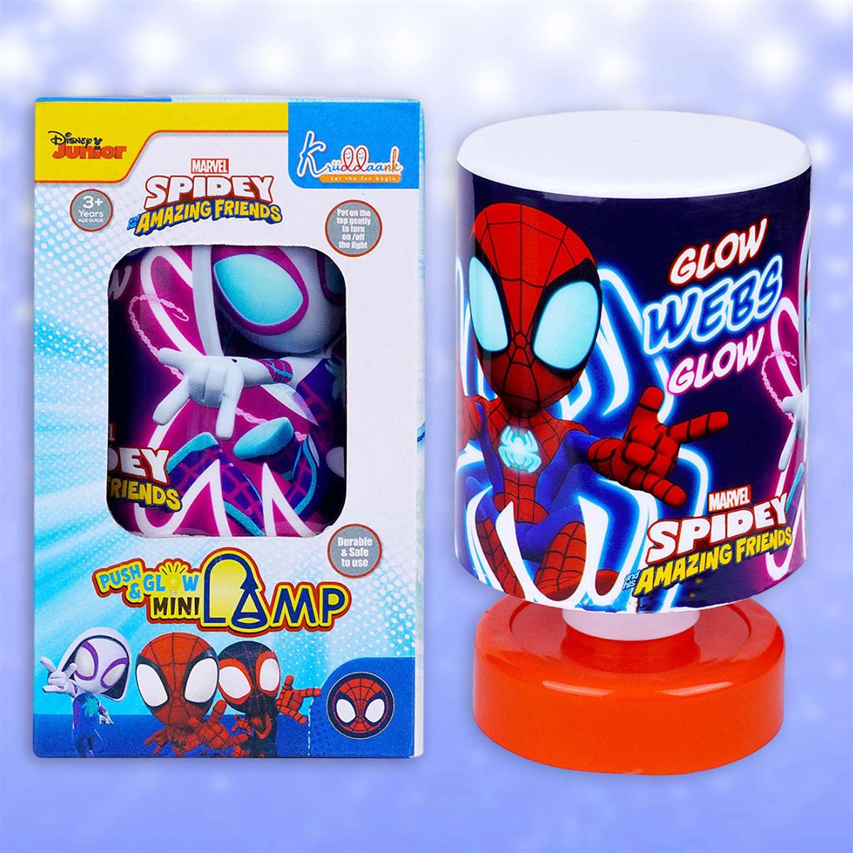 Spiderman Themed Table Lamp - Push & Glow Battery Operated Night Light for Kids Bedroom, Superhero Collectible Desk Lamp, Best Birthday Gift for Boys & Girls (Ages 3+)