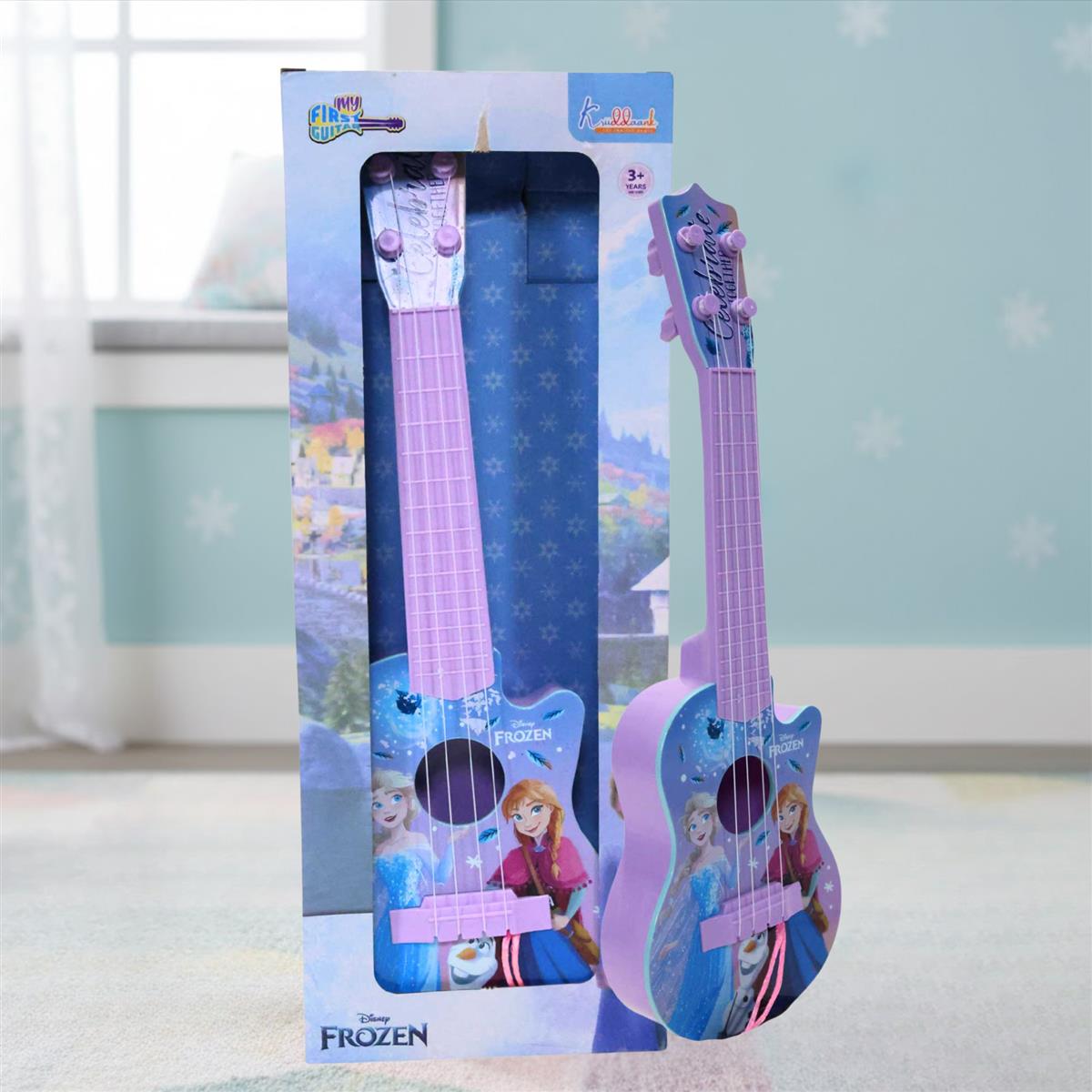 Frozen Theme Guitar (Small) for Kids - 4 String Mini Fingerstyle Musical Instrument - Short Scale Acoustic Toy Guitar - Best Educational Birthday Gift for Boys & Girls 3+ Years, Turkish Blue