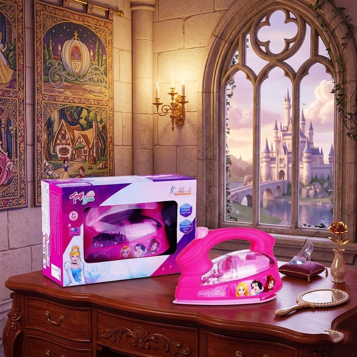 Disney Princess Theme Press Iron Toy for Kids - Battery Operated Pink Pretend Play Household Toy with Lights, Sound & Moving Beads - Educational Roleplay Gift for Girls Aged 3+ Years
