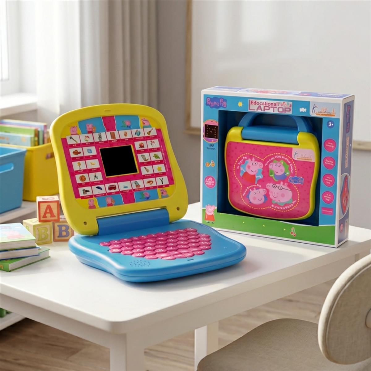 Peppa Pig Educational Laptop for Kids - Interactive Learning Toy with Screen, Music & Sounds - Pre-School Alphabet, Numbers & Word Pronunciation - Safe & Durable Electronic Toy for Ages 3+