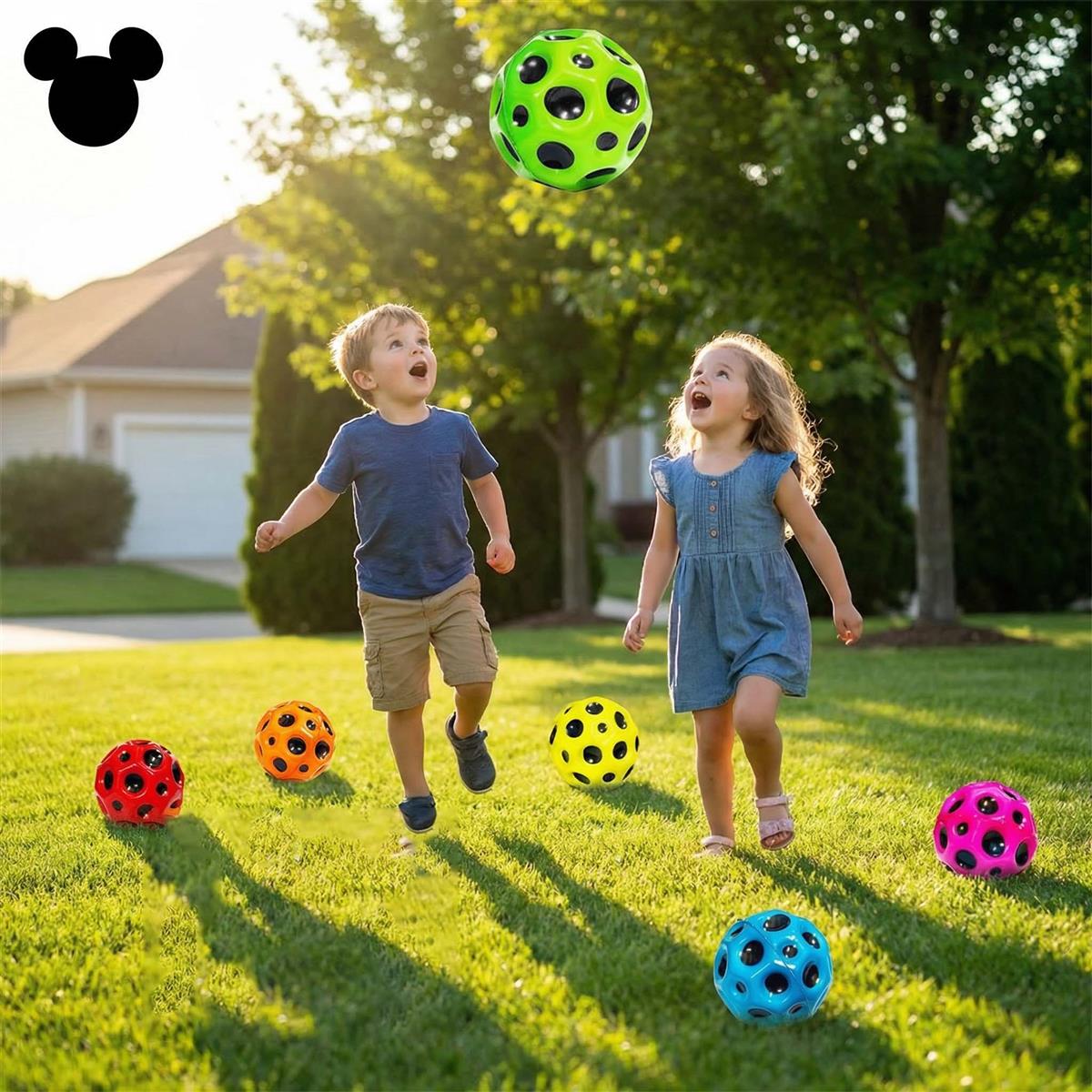 Kriiddaank Moon Bounce Ball Pack of 6 - High Bounce Space Ball for Kids 3+, Non-Toxic Soft Jumping Stunt Ball, Durable Indoor Outdoor Activity Toy, Colorful Toddler Gift Set