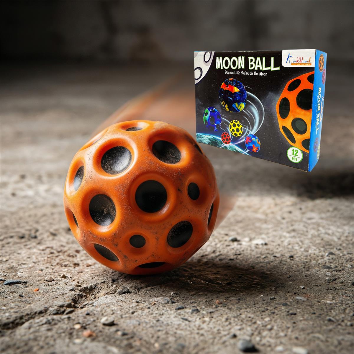 Kriiddaank Moon Ball Pack of 12 - High Bounce Stunt Balls for Kids & Toddlers, Non-Toxic Indoor & Outdoor Activity Toy, Colorful High-Jumping Toddler Gift for Ages 3+