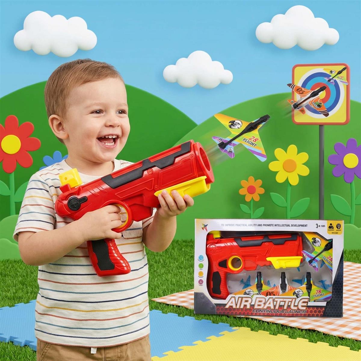 Kriiddank Bullet Airplane Launcher Gun Playset with Sound for Kids | Soft Bullet Blaster Toy with 4 Foam Glider Planes | Safe & Fun Shooting Action Toy for Boys & Girls 3+ Years Old