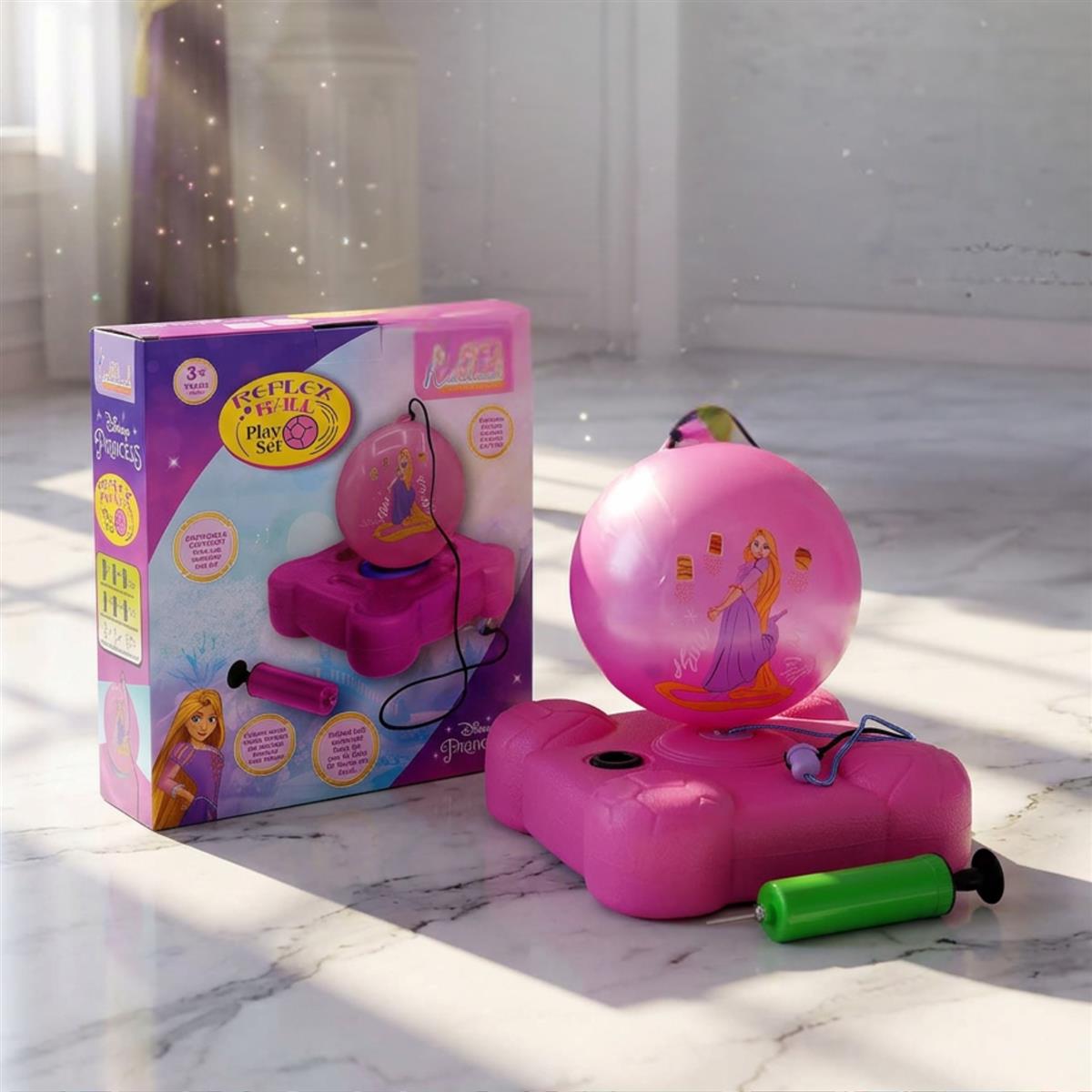 Princess Reflex Soccer Ball Solo Training Kit for Girls - Indoor & Outdoor Football Game with Recoil Action Return - Skill Building Sports Toy for Kids Age 3+ (Pink)