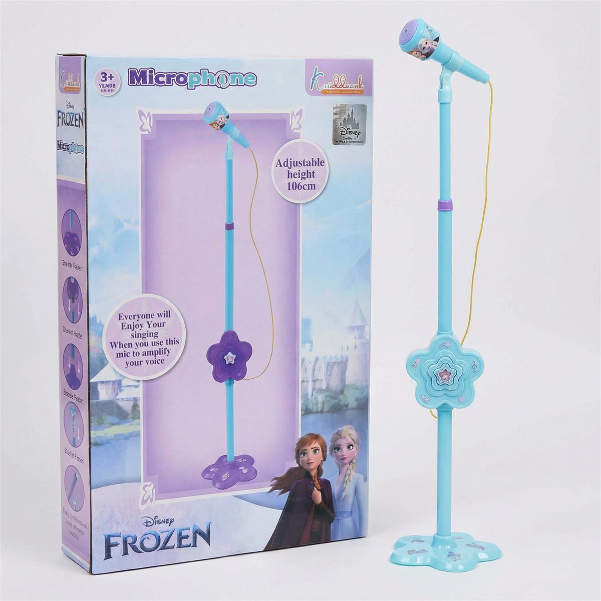 Kriiddaank Frozen Theme Karaoke Microphone with Adjustable Stand for Kids - Elsa & Anna Portable Wireless Singing Toy, Bluetooth & USB Connectivity, Educational Music Toy for Girls & Boys Ages 3+