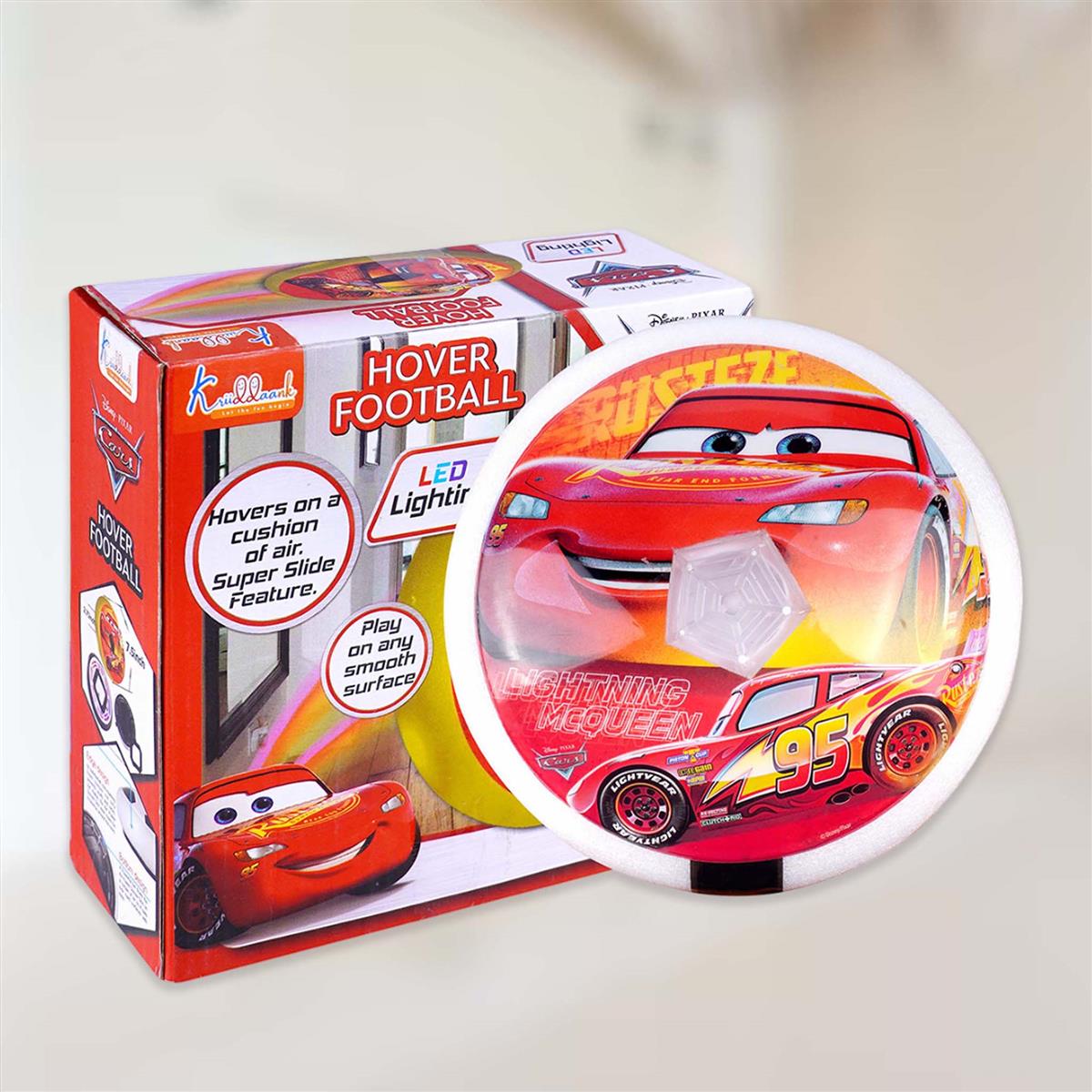Disney Cars Hover Football for Kids - Safe Indoor Air Power Soccer Ball with LED Lights & Soft Foam Bumpers, USB Rechargeable Floating Football, Ideal Gift for Boys & Girls (Ages 3+)
