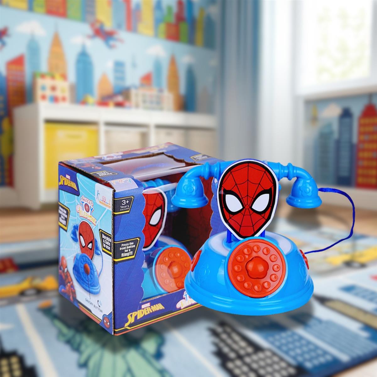 Kriiddaank Spiderman Talking Telephone Toy for Kids, Musical Pretend Play Landline Phone with Ringing Sound & Music, Interactive Learning & Educational Toy for Toddlers Boys & Girls Age 3+