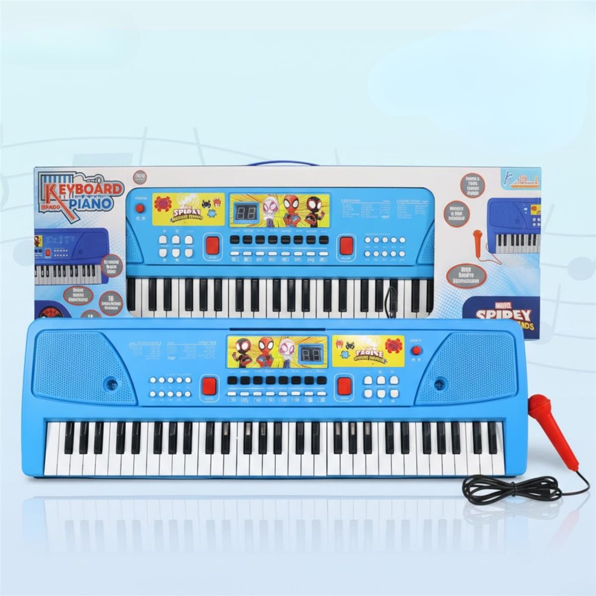 Spiderman Keyboard Piano for Kids - 50 Keys Electronic Organ with Microphone, 16 Rhythms, 8 Instrument Sounds & 16 Tones, USB/Battery Powered Musical Learning Toy for Boys & Girls 3+ Years Old