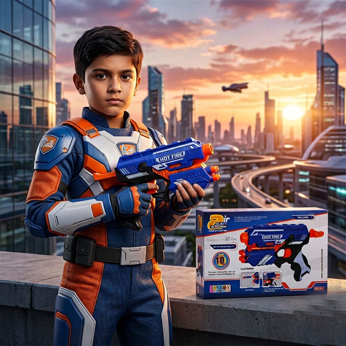 Blaze Storm Blaster Gun Toy for Kids - Soft Bullet Foam Dart Blaster with 10 EVA Bullets, Manual Single Shot Shooting Toy for Boys 3+ Years, Safe & Fun Action Playset, Multicolor