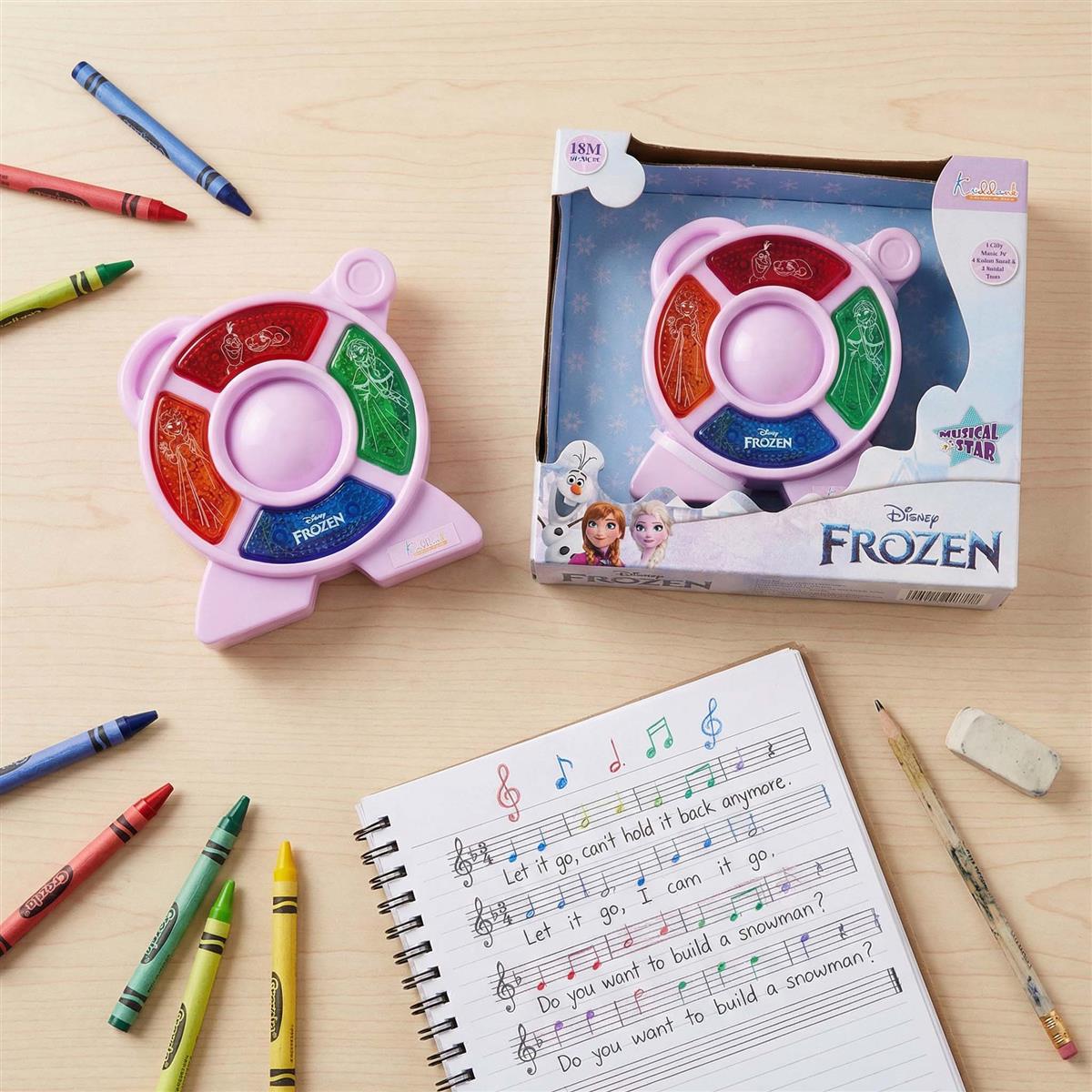 Frozen Theme Music Star Set for Kids - Elsa & Anna Musical Toy with 4 Animal Sounds & 4 Tones, Light & Sound Educational Guitar Toy for Toddlers, Girls 3+ Years (Turkish Blue)