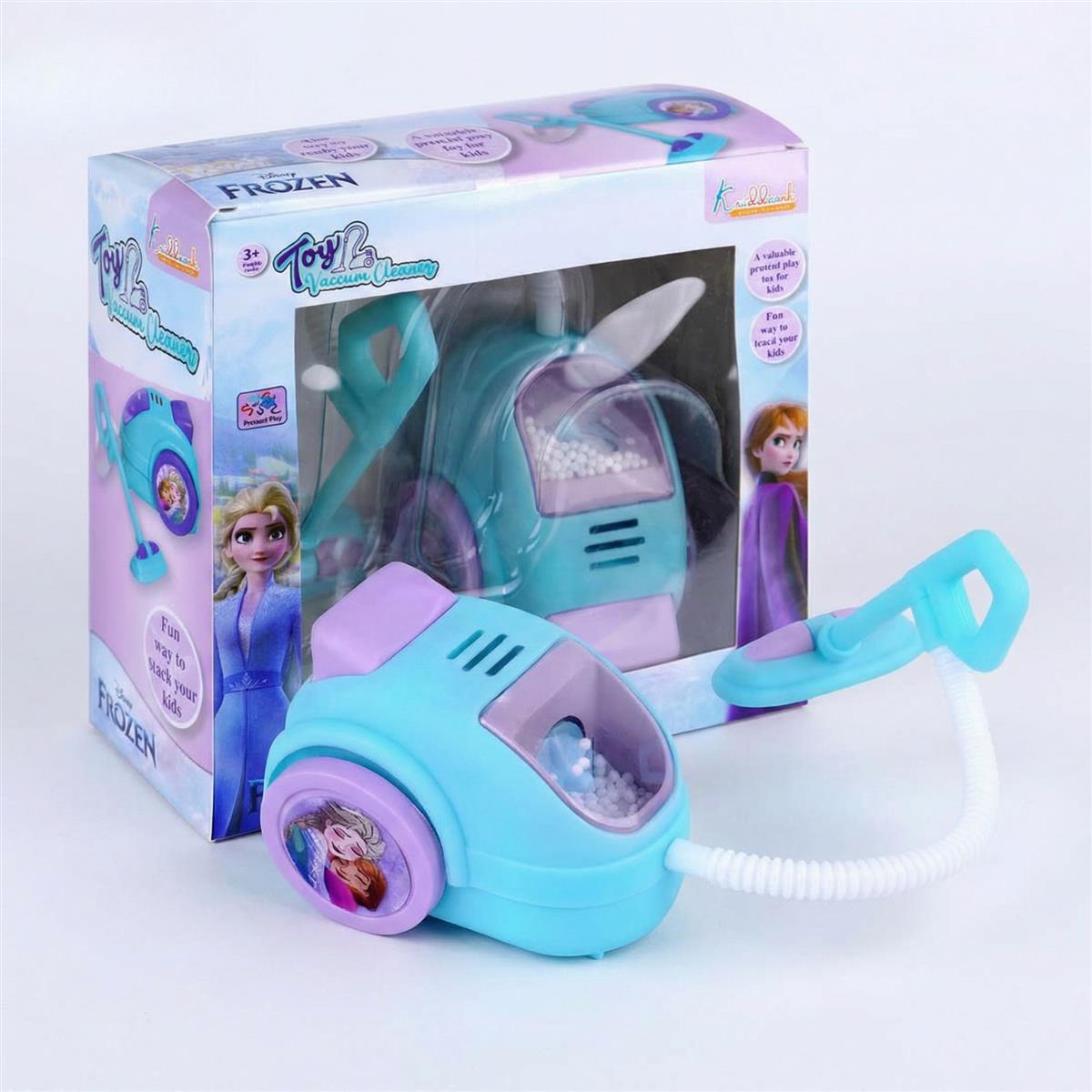 Frozen Theme Mini Vacuum Cleaner Toy for Kids - Battery-Operated Educational Pretend Play Cleaning Set with Lights, Turkish Blue, Safe & Interactive Housekeeping Toy for Boys & Girls Ages 3+