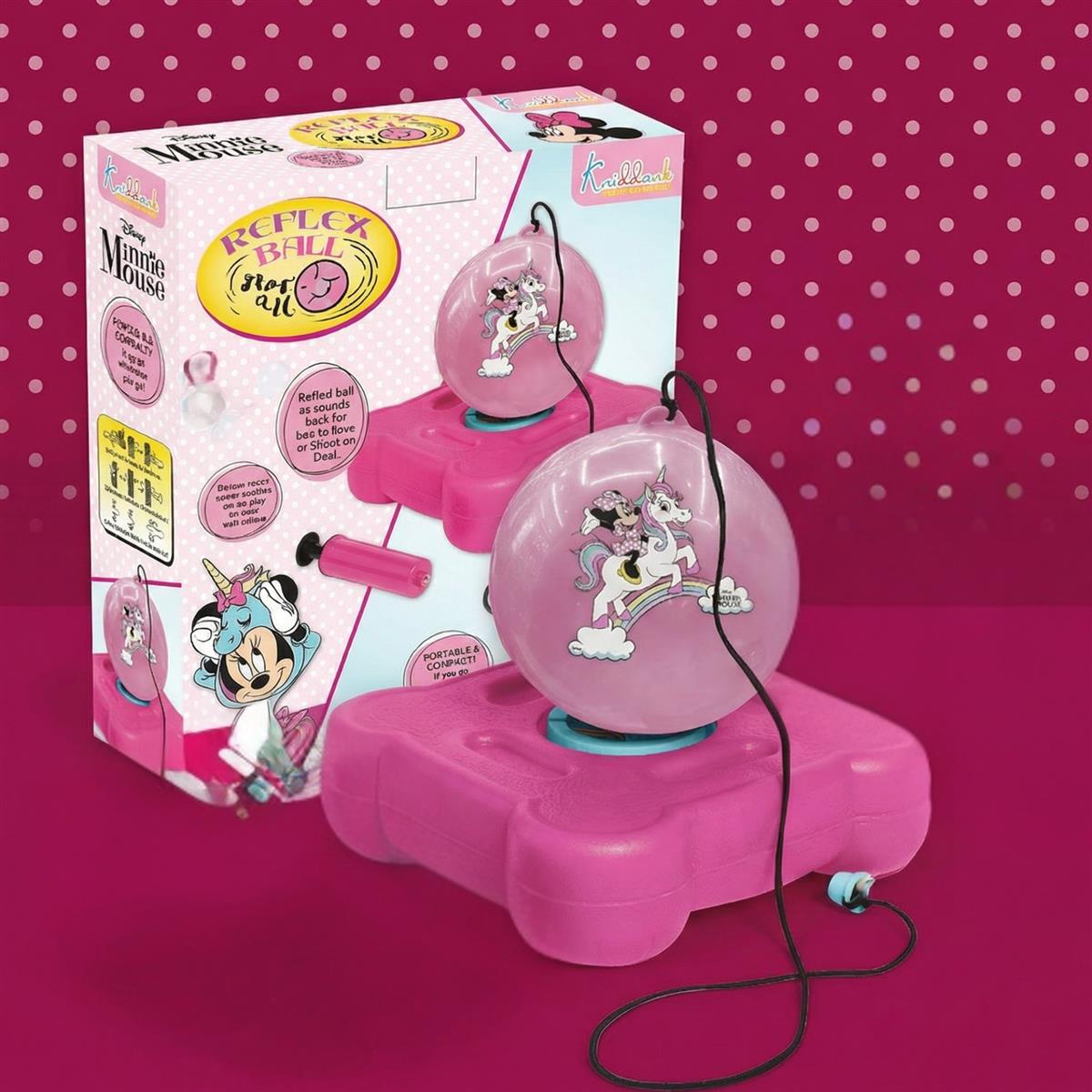 Disney Minnie Mouse Reflex Soccer Ball Solo Training Kit - Indoor & Outdoor Soccer Trainer with Rebound Action - Portable Sports Play Set for Kids & Toddlers Age 3+ - Pink