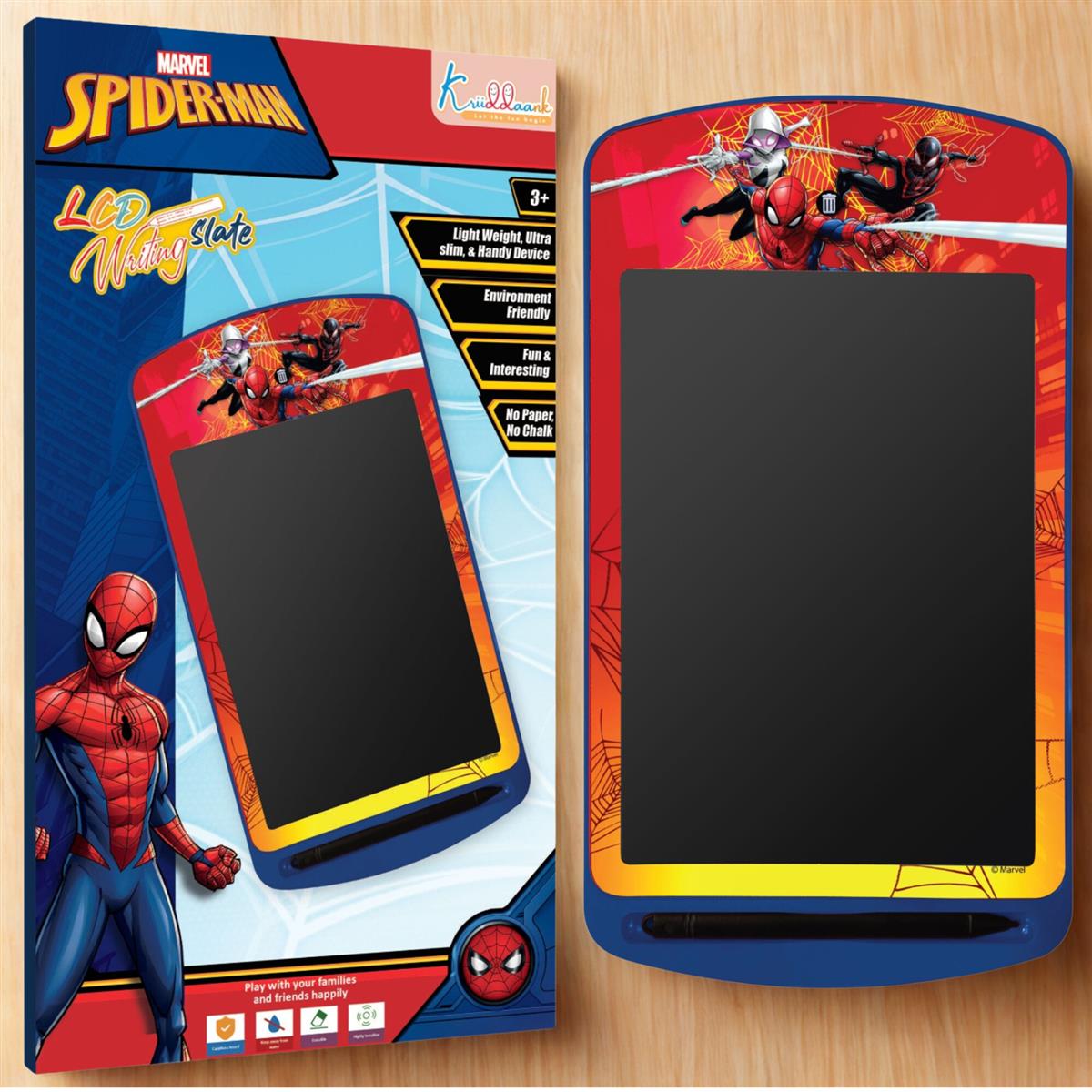 Kriiddaank 10.5 Inch Spiderman LCD Writing Tablet, Electronic Drawing Pad & Travel Slate for Kids, Rewritable Doodle Board, Birthday Gift for Boys Aged 3-9 Years, Blue Spiderman Theme