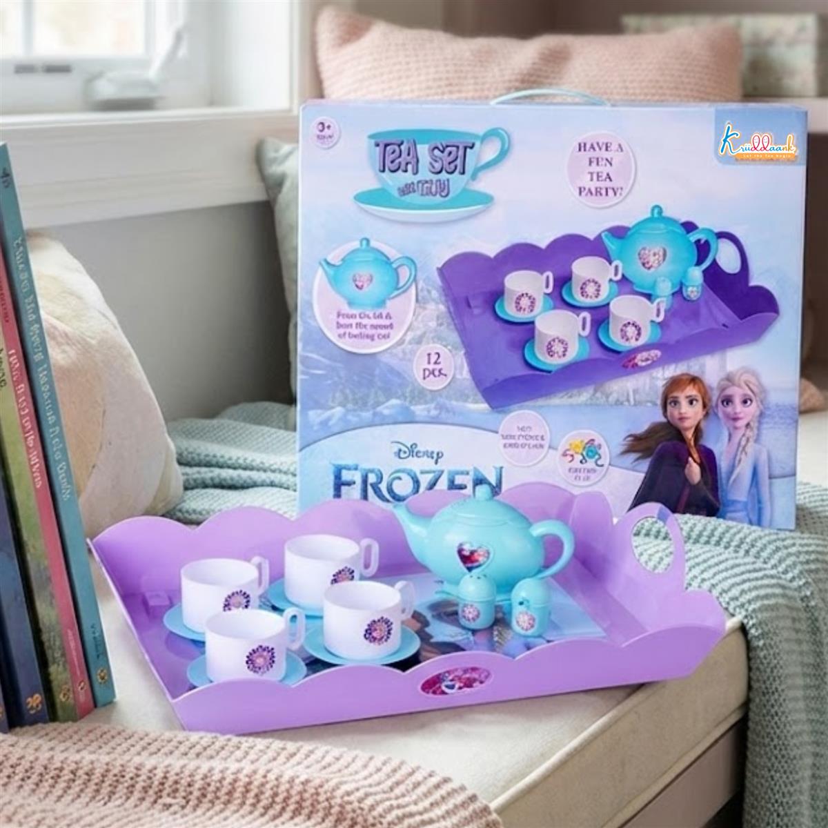 Frozen Tea Party Set - Elsa & Anna Pretend Play Kitchen Toys for Kids, 12 Pcs Battery-Operated Tea Kettle with Boiling Sound & Music, Interactive Birthday Gift for Girls & Boys Ages 3+