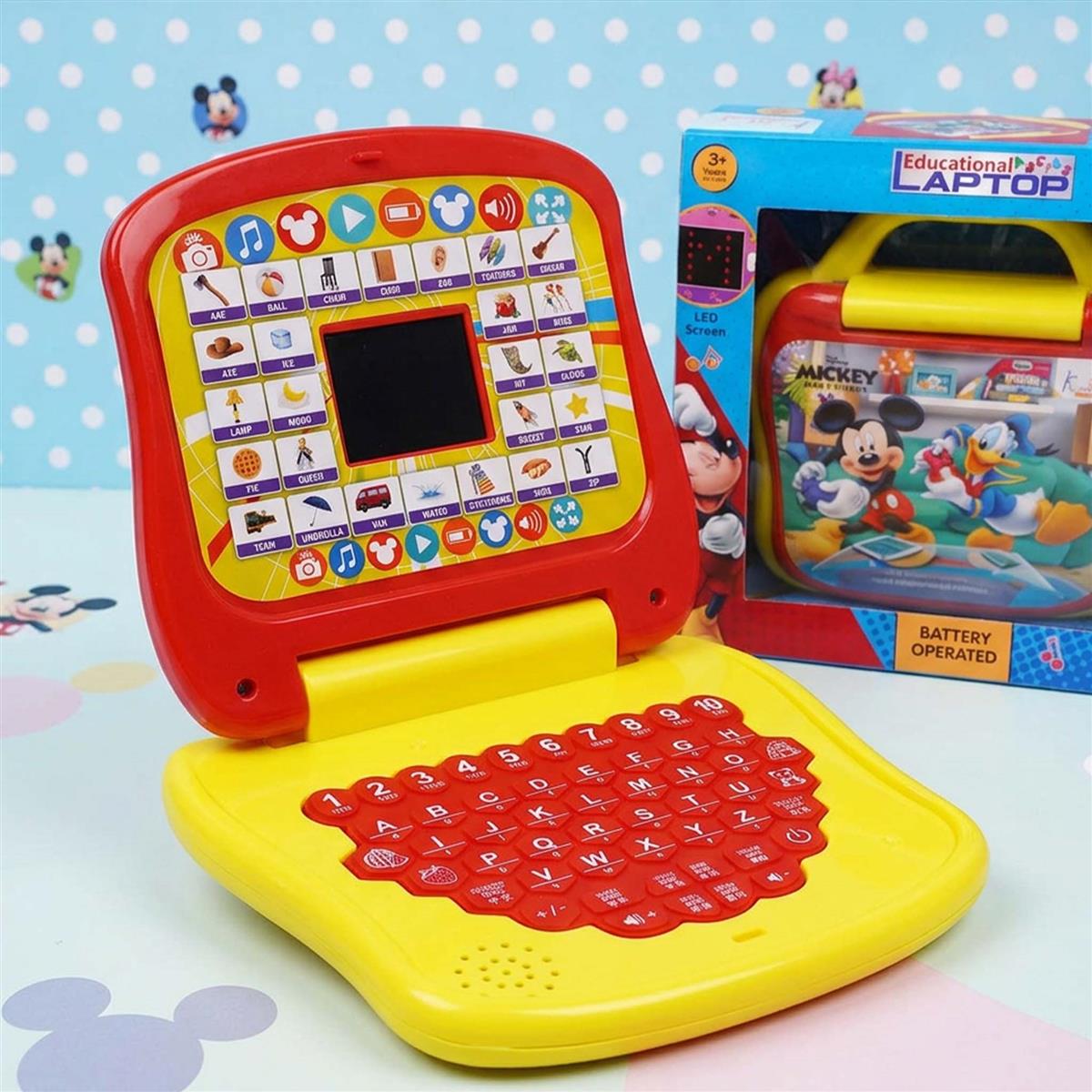 LTS Mickey Mouse Theme Educational Laptop for Kids - Interactive Preschool Learning Toy with Alphabet, Numbers & Word Pronunciation, Battery Operated English Computer for Boys & Girls 3+ Years