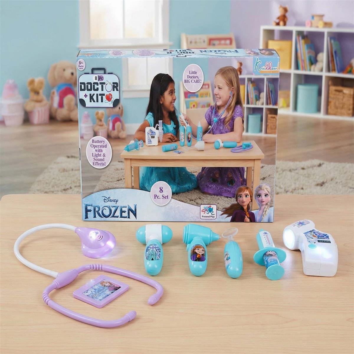 Kriiddaank Frozen Doctor Kit for Kids - 8 Piece Medical Play Set with Stethoscope, Syringe & Accessories - Non-Electric Pretend & Role Play Toy for Girls 3+ Years (Turkish Blue)
