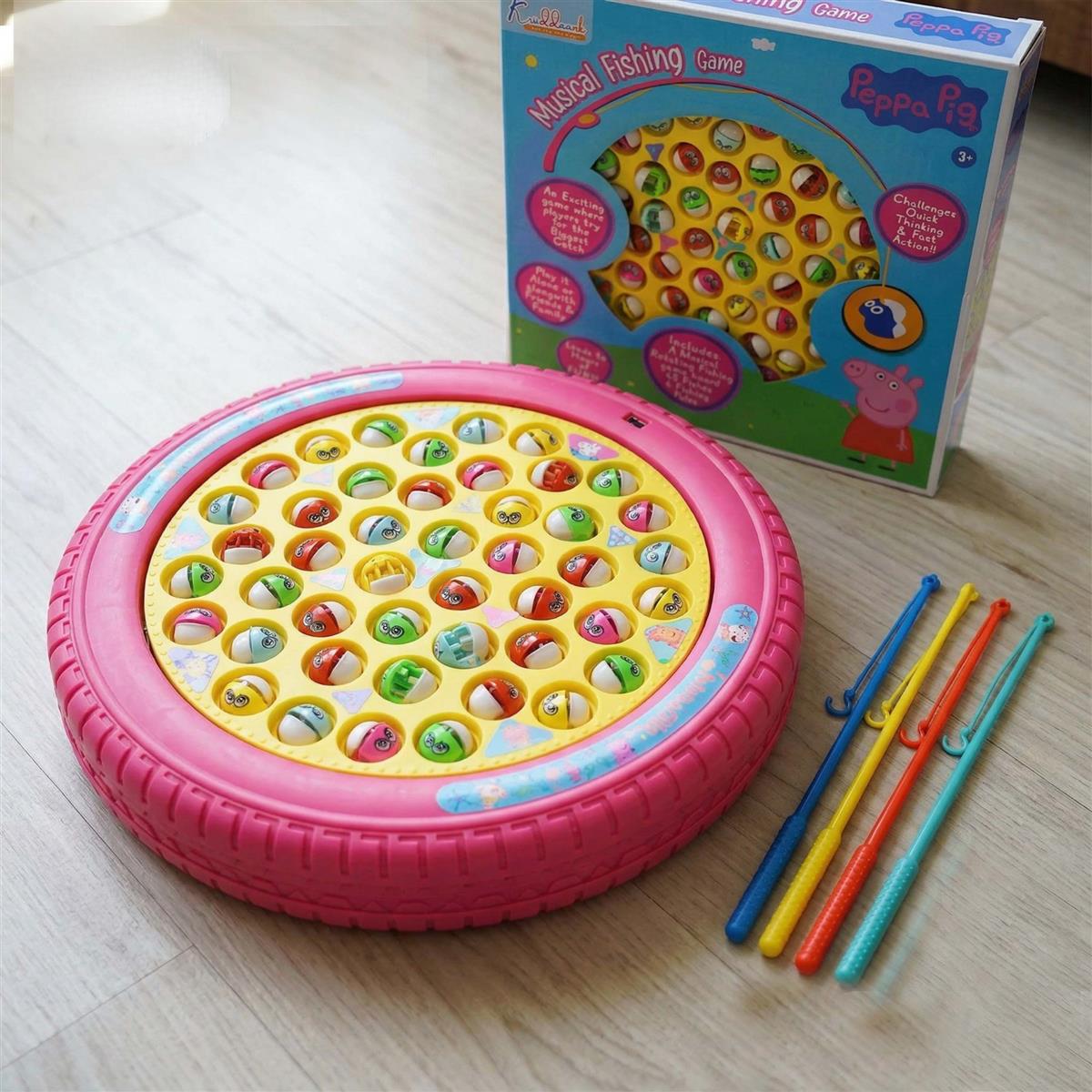Peppa Pig Musical Rotating Fishing Game - Underwater Adventure Toy for Kids 3+ | Battery Powered with 4 Fishing Poles & 21 Fishes | Fun Educational & Interactive Play for Boys & Girls