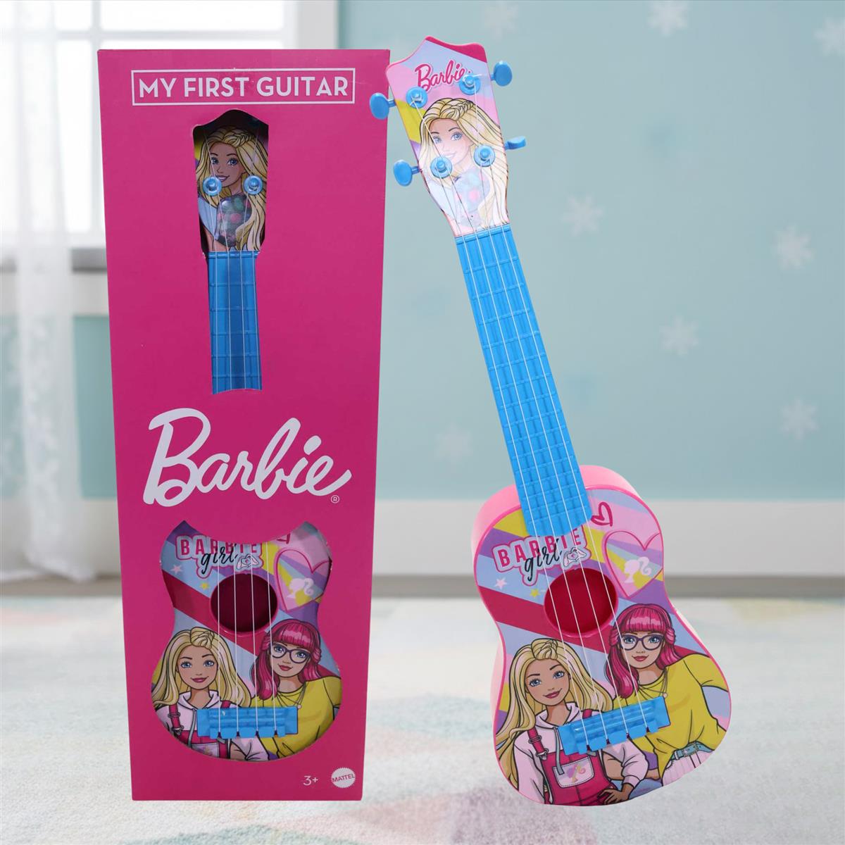 Mattel Barbie Theme Big Guitar Toy for Kids - Pink Musical Instrument for Girls Age 3+ | Interactive Sound & Educational Play | Lightweight & Safe Design | Perfect Birthday Gift for Kids