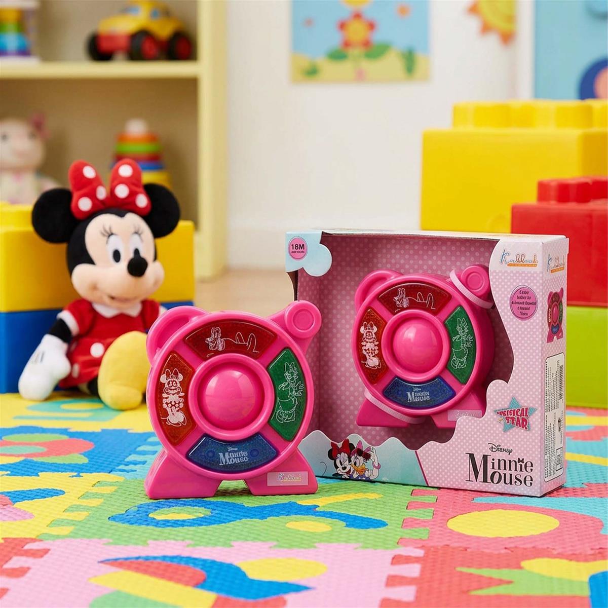 Minnie Mouse Theme Music Set - Clubhouse Musical Toy for Toddlers & Kids with 4 Animal Sounds & 4 Musical Tones, Interactive Educational Learning Toy, Battery Operated Pocket-Sized Music Kit, Pink