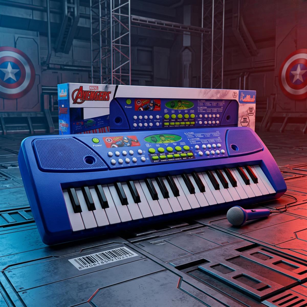 Marvel Avengers 37-Key Keyboard Piano for Kids with Microphone, 8 Rhythms & Tones, USB & Battery Powered Educational Musical Toy for Boys and Girls, 3+ Years (Red)