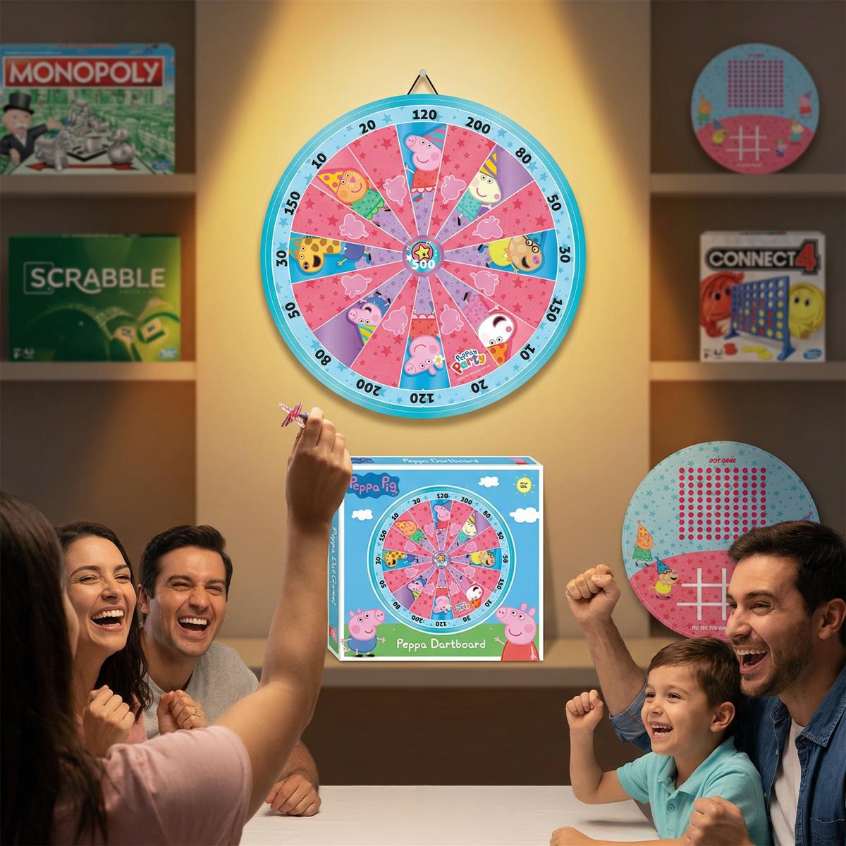 Kriiddaank Peppa Pig 2-in-1 Dartboard & Ludo Game for Kids - Safe Magnetic Indoor Target Game with Darts - Double-Sided MDF Board for Focus & Coordination - Perfect Birthday Gift for Boys & Girls
