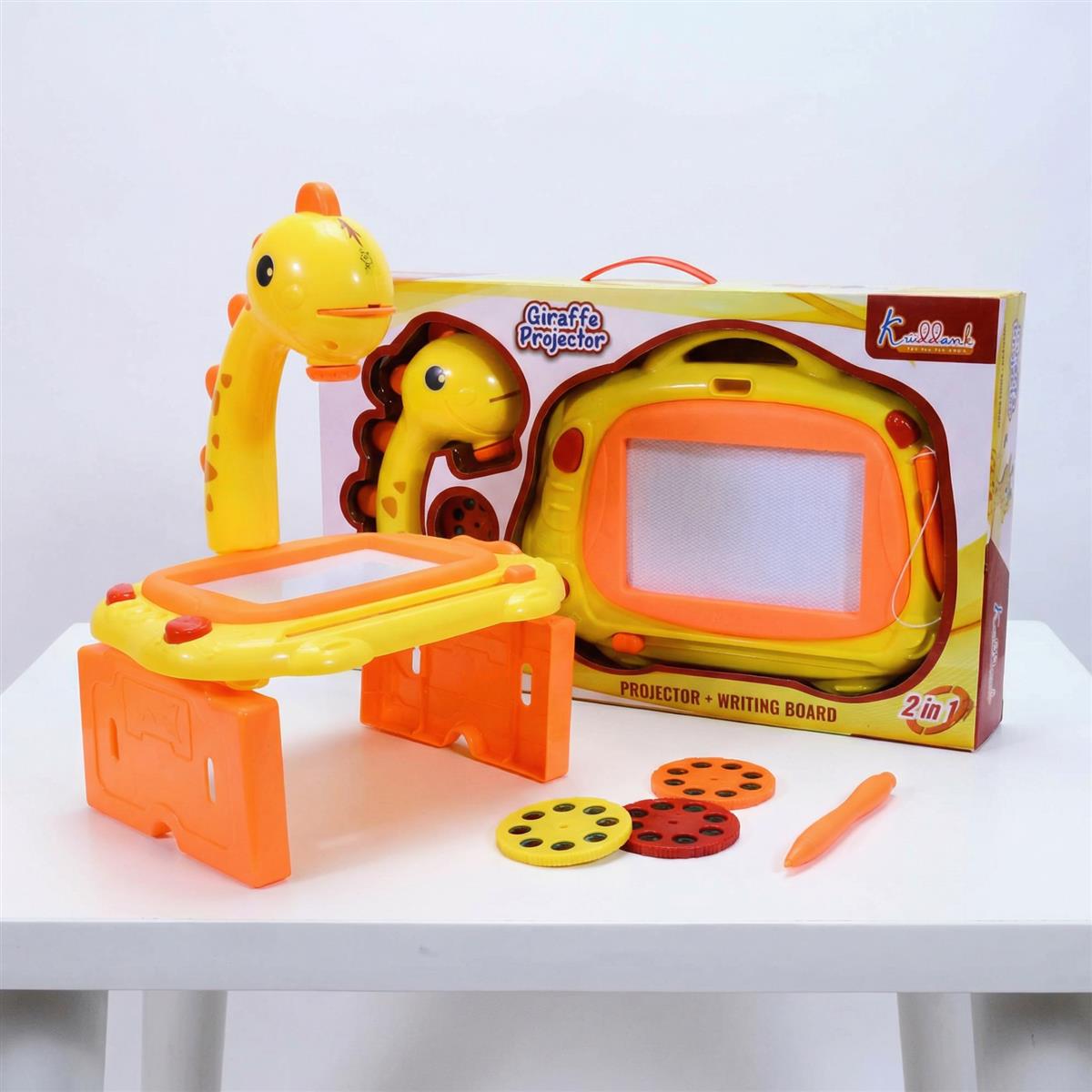 Kriiddank Giraffe Toy Projector Drawing Set for Kids - 2-in-1 Art Table & Writing Board with 24 Patterns, 3 Slides, Markers & Eraser - Educational Creative Tracing Toy for Boys & Girls 3+ Years