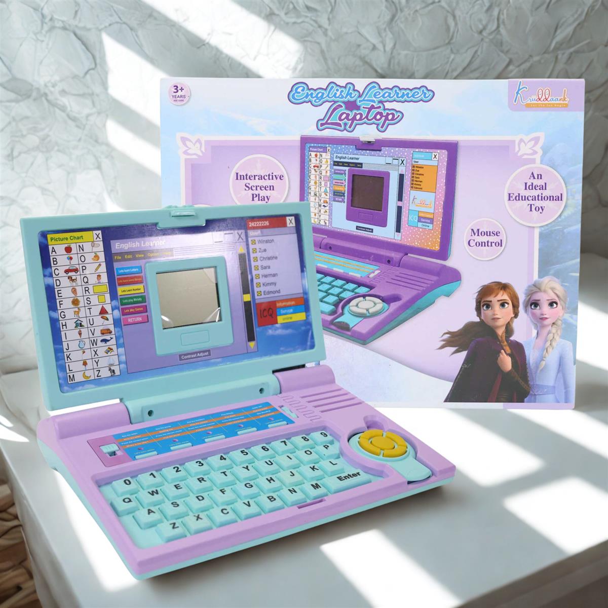 Frozen Educational Laptop for Kids - Interactive Learning Toy for Girls Age 3+ with 20 Activities, Mouse Control, Learn Alphabet, Numbers, Words, Games, Music & Logic - Turquoise Blue