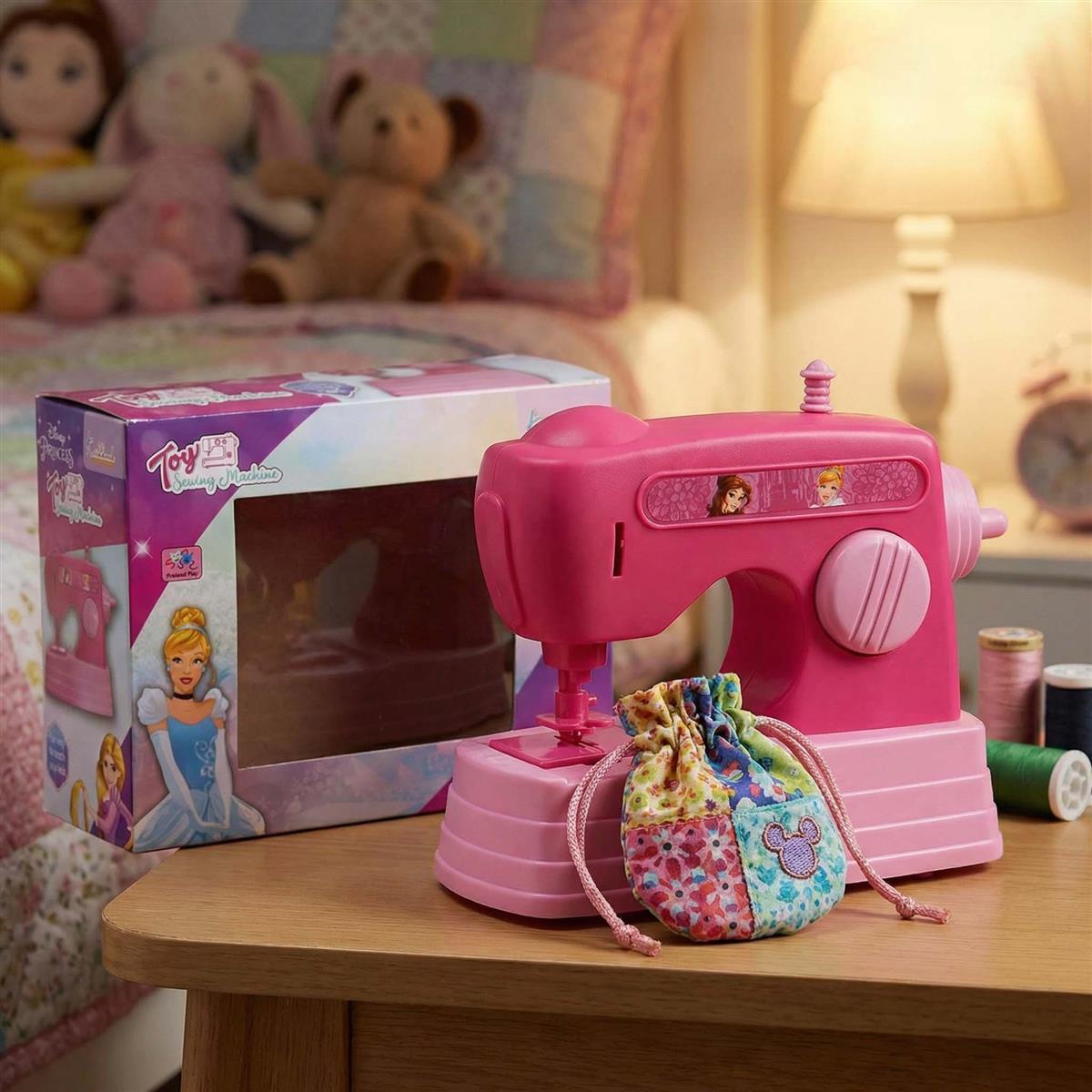 Kriiddaank Disney Princess Theme Sewing Machine Toy for Kids, Battery Operated Educational Pretend Play Household Toy with Interactive Buttons, Pink, Age 3+ Years