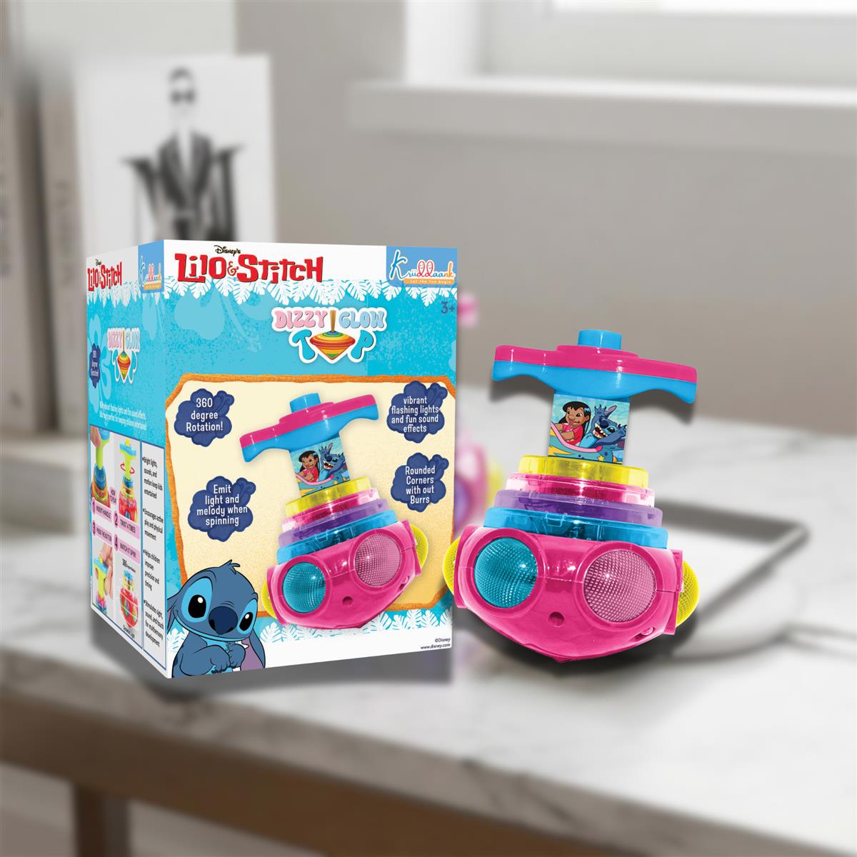 Stitch Dizzy Glow Top - LED Light & Music Spinning Top Toy for Kids, Magic Stitch Spinner Musical Lattoo with 360Â° Rotation, Fun Sound Effects & Flashing Lights for Boys & Girls, Ages 3+ Years